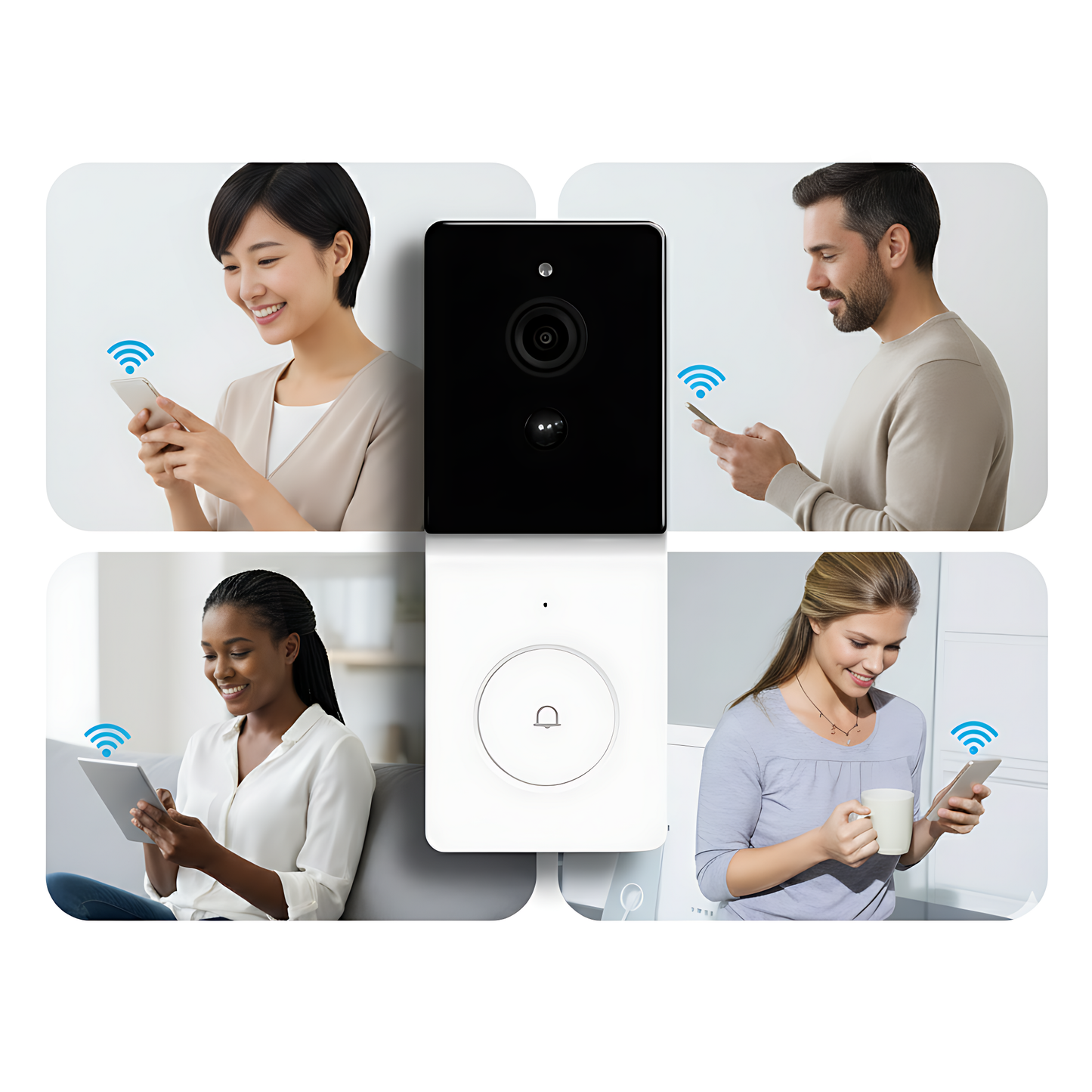 Sonnette Vidéo Sans Fil Wi-Fi 1080P SP1  - Détection de Mouvement - Compatible avec Alexa et Google Home